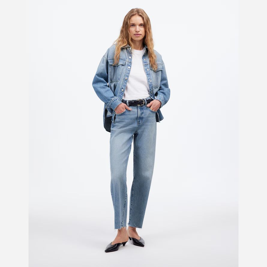 madewell the perfect vintage wide-leg crop womens jeans light blue