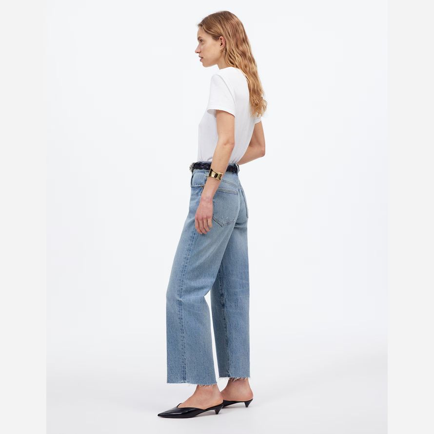 madewell the perfect vintage wide-leg crop womens jeans light blue