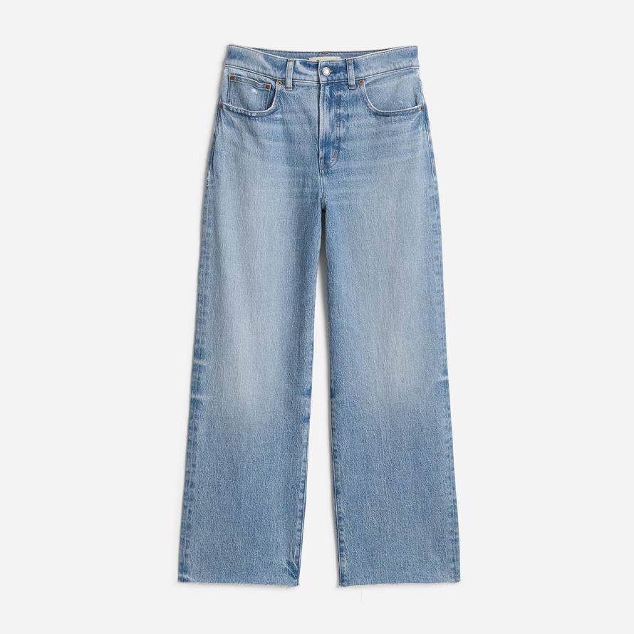 madewell the perfect vintage wide-leg crop womens jeans light blue