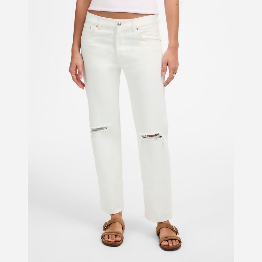 madewell the dean easy straight crop womens jeans white