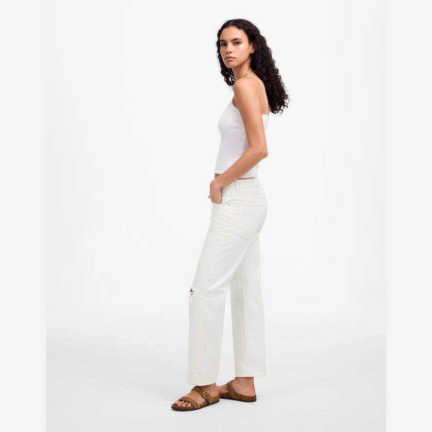 madewell the dean easy straight crop womens jeans white