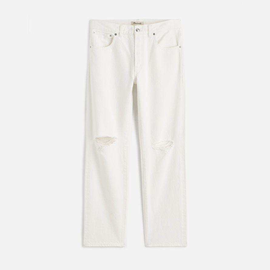 madewell the dean easy straight crop womens jeans white