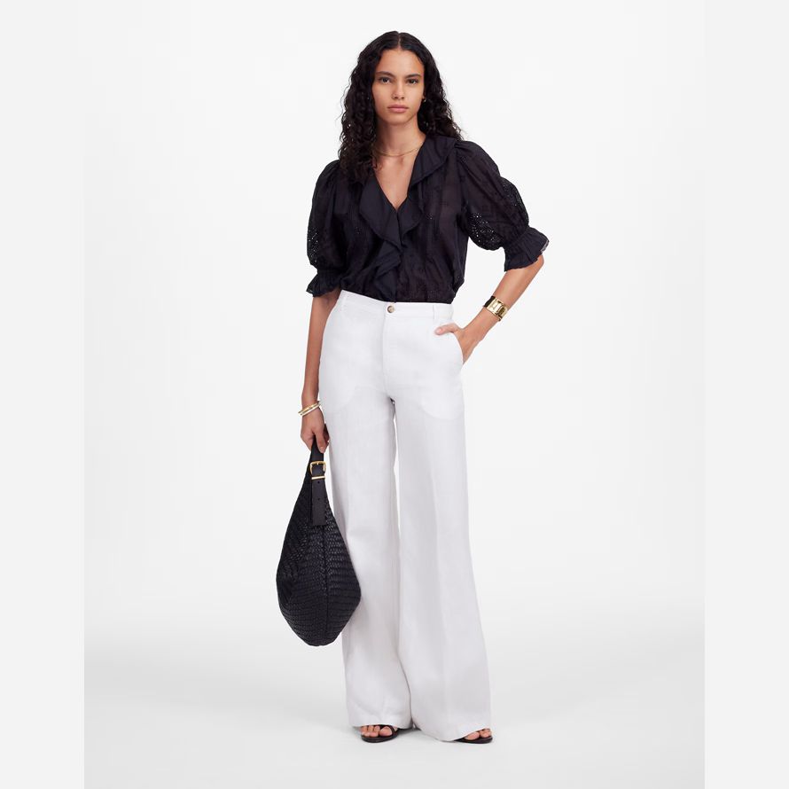 madewell the zoe relaxed wide womens pants white