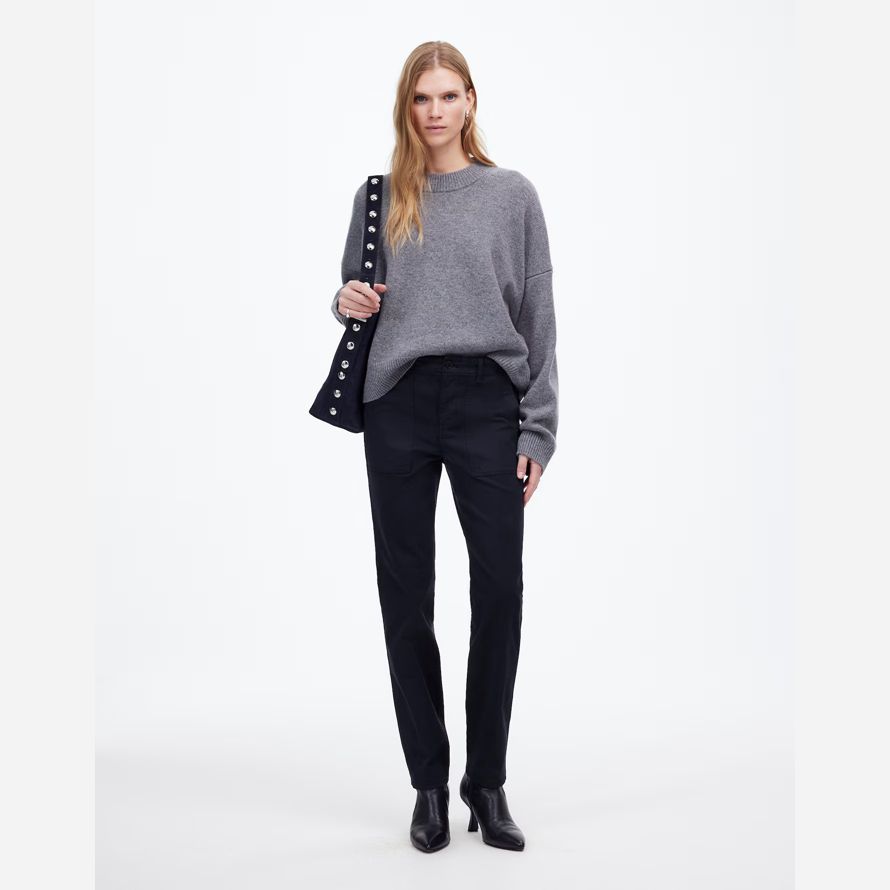 navy womens madewell the slim straight utility pants