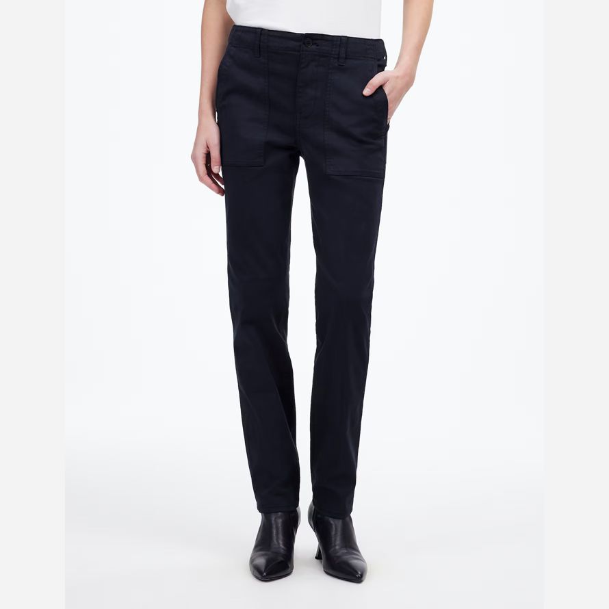 navy womens madewell the slim straight utility pants
