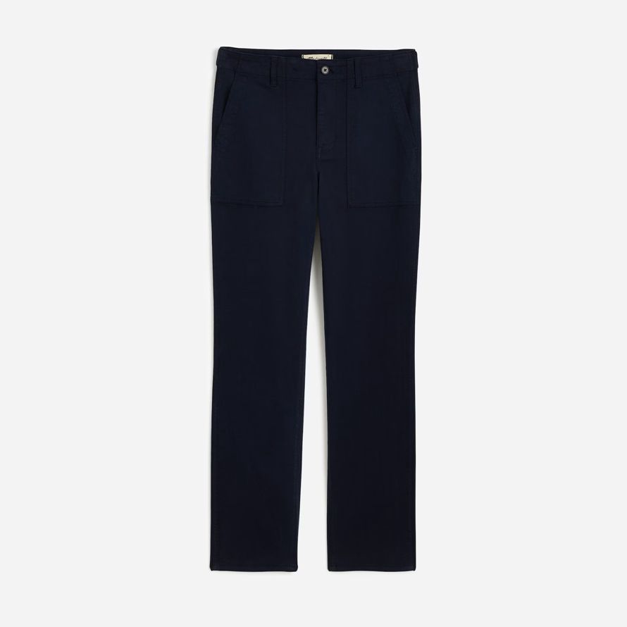 navy womens madewell the slim straight utility pants