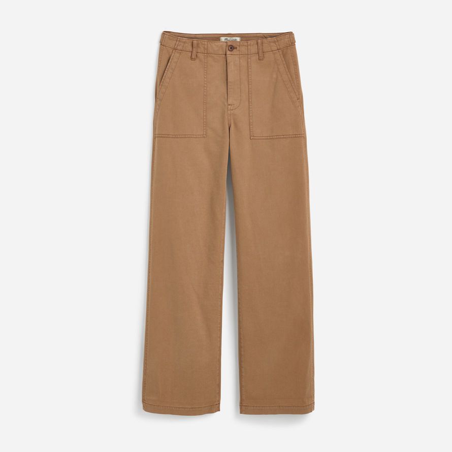 brown womens madewell low-slung baggy utility pants