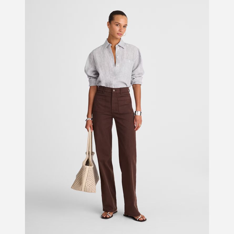 dark brown madewell the emmett wide-leg womens pants