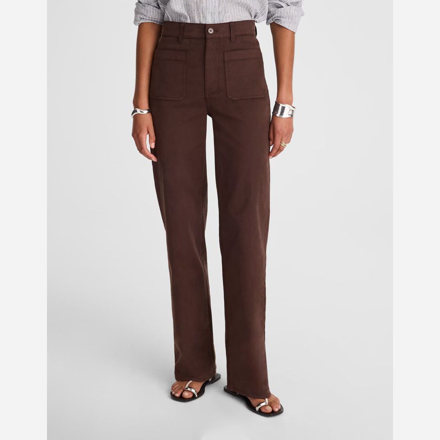 dark brown madewell the emmett wide-leg womens pants