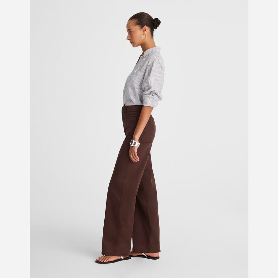 dark brown madewell the emmett wide-leg womens pants