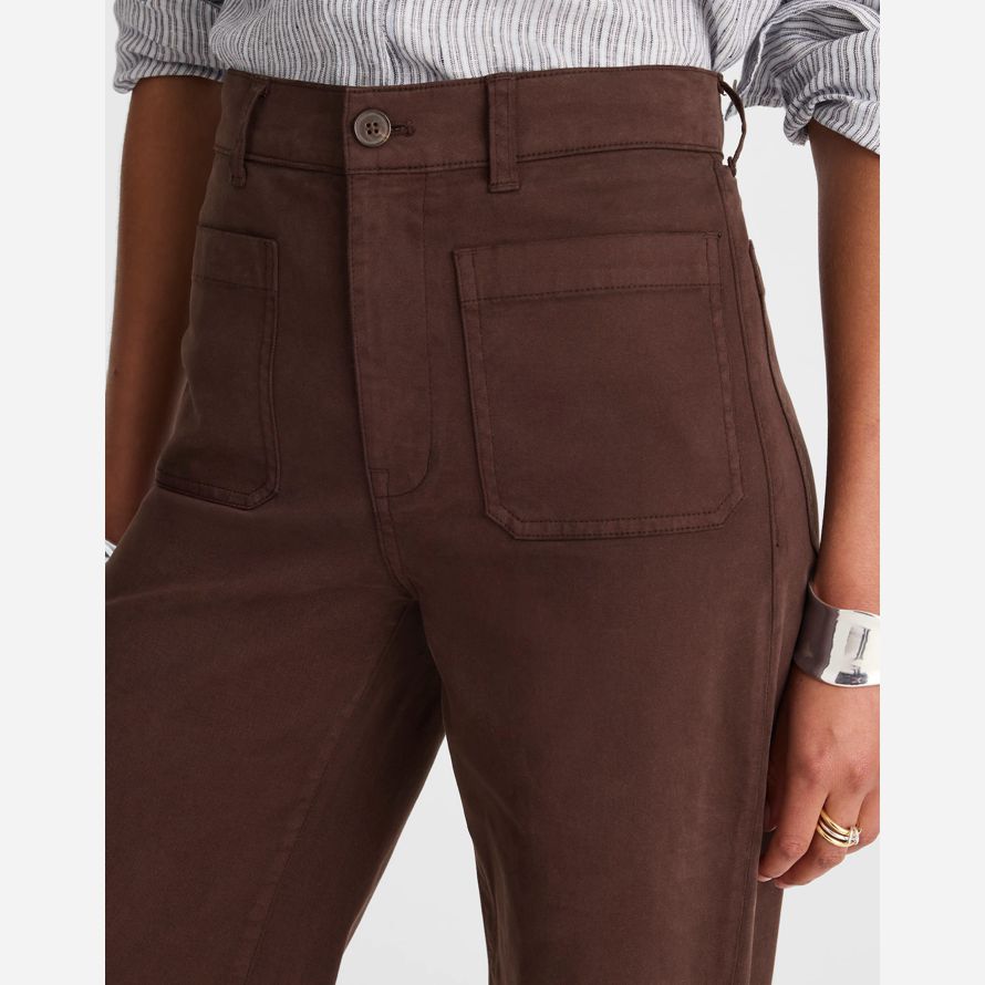 dark brown madewell the emmett wide-leg womens pants