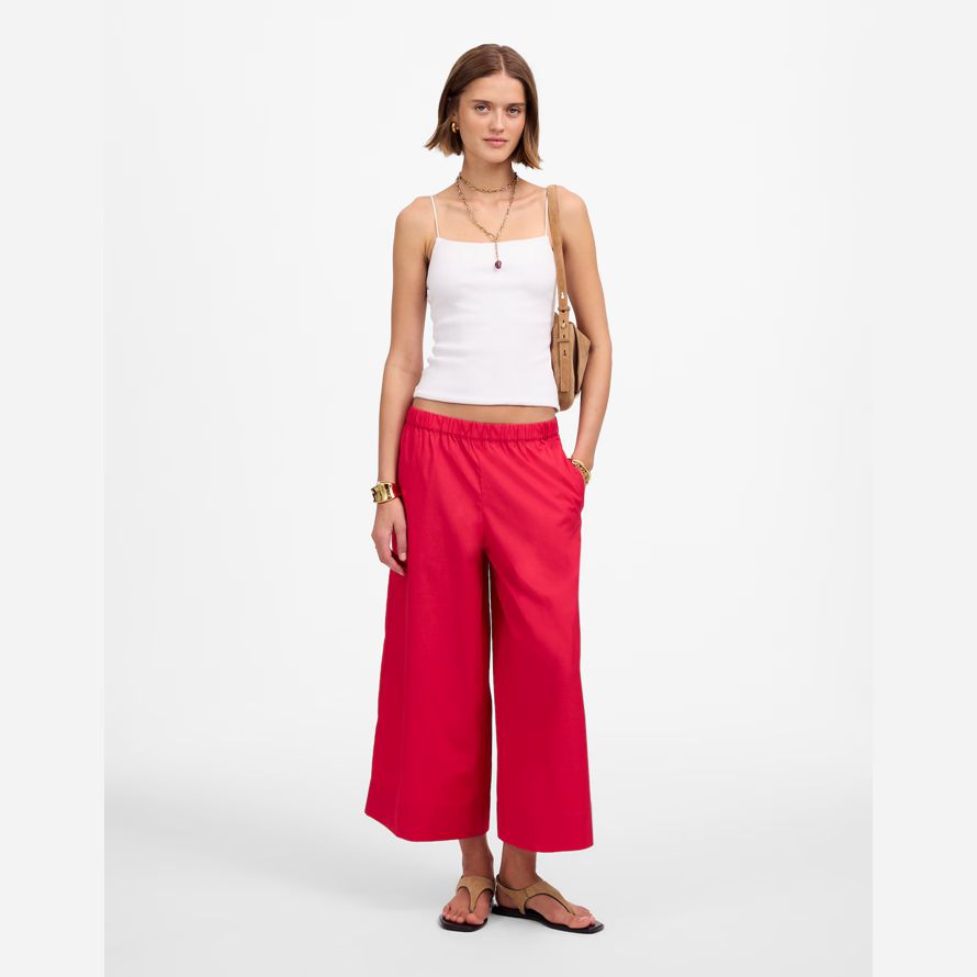 womens madewell pull-on cotton pants red