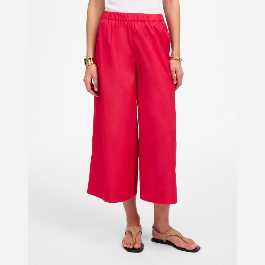 womens madewell pull-on cotton pants red