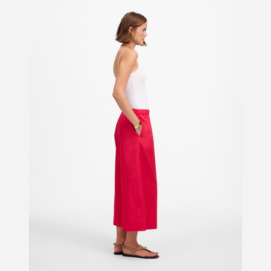 womens madewell pull-on cotton pants red