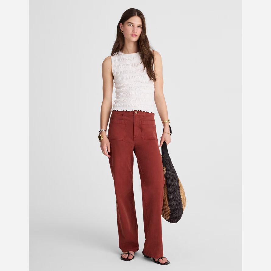 womens madewell the emmett wide-leg pants burgundy