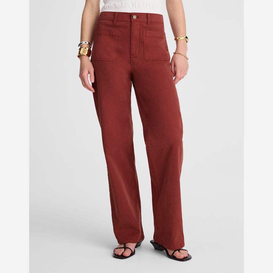womens madewell the emmett wide-leg pants burgundy