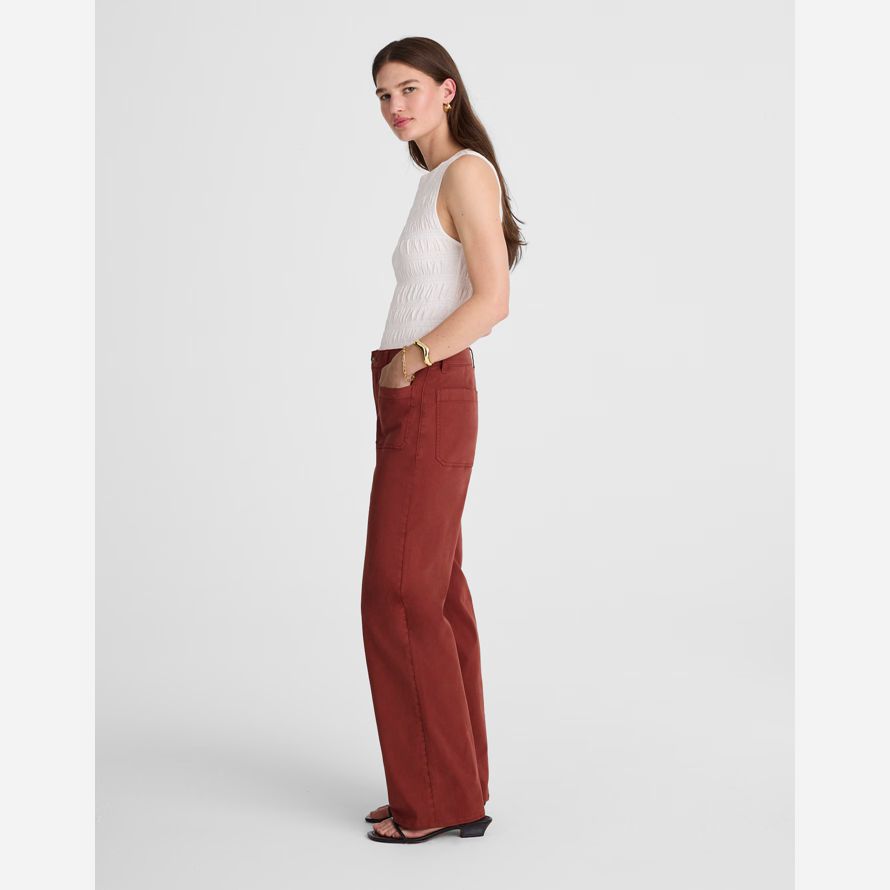 womens madewell the emmett wide-leg pants burgundy