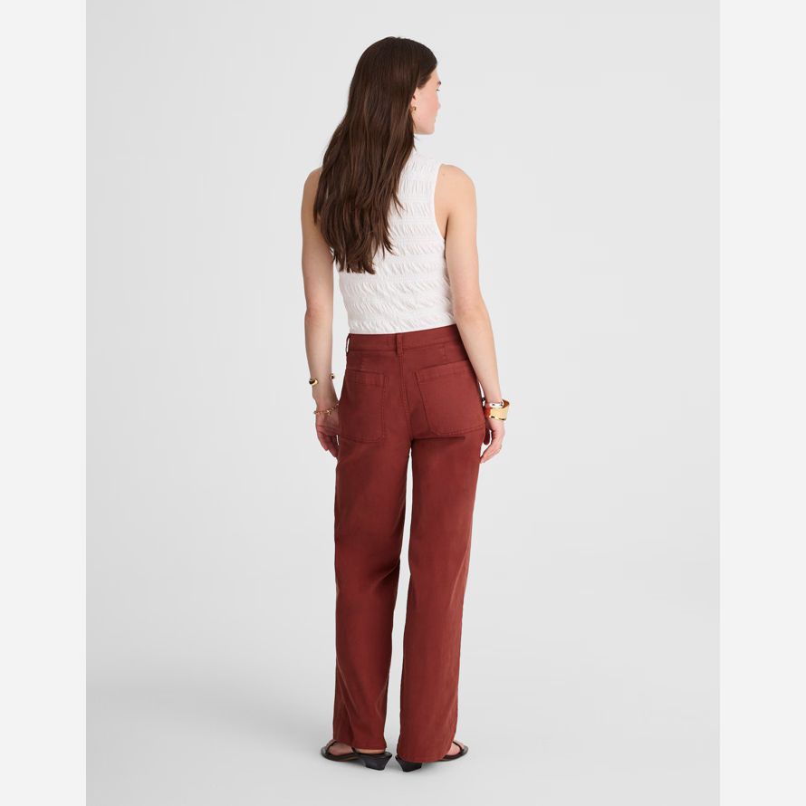 womens madewell the emmett wide-leg pants burgundy