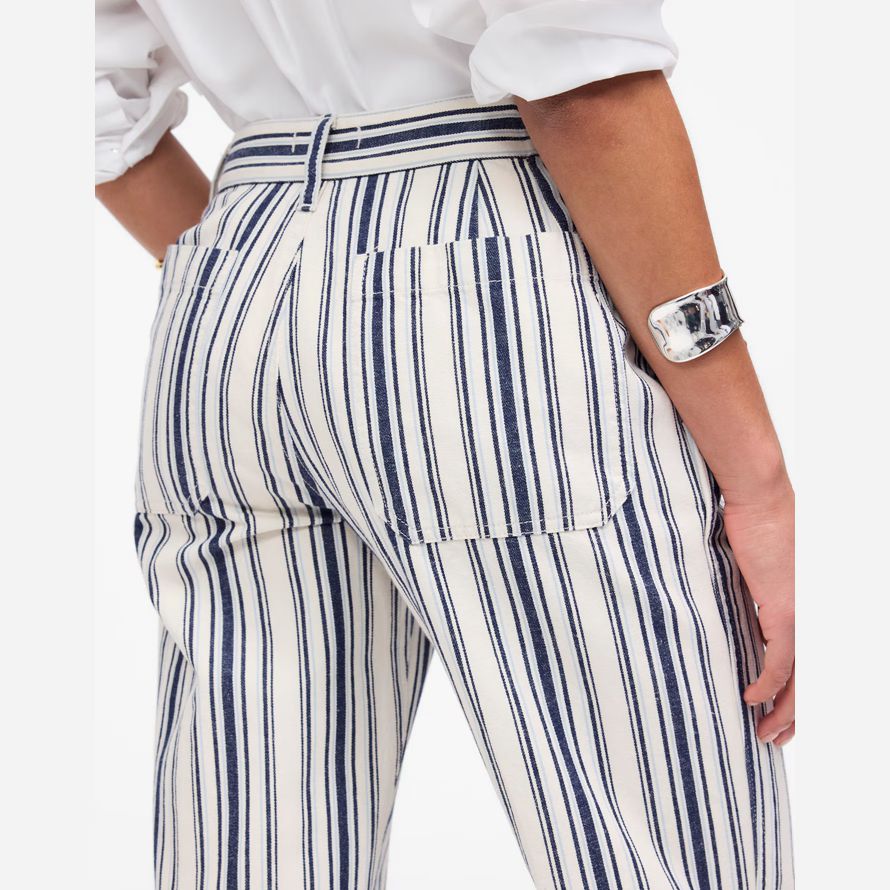 womens madewell the dean easy straight pants white dark blue