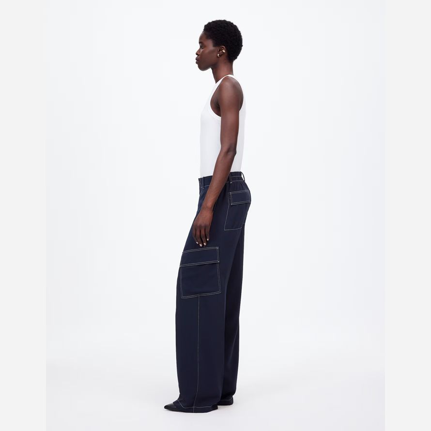 navy womens madewell pull-on utility pants