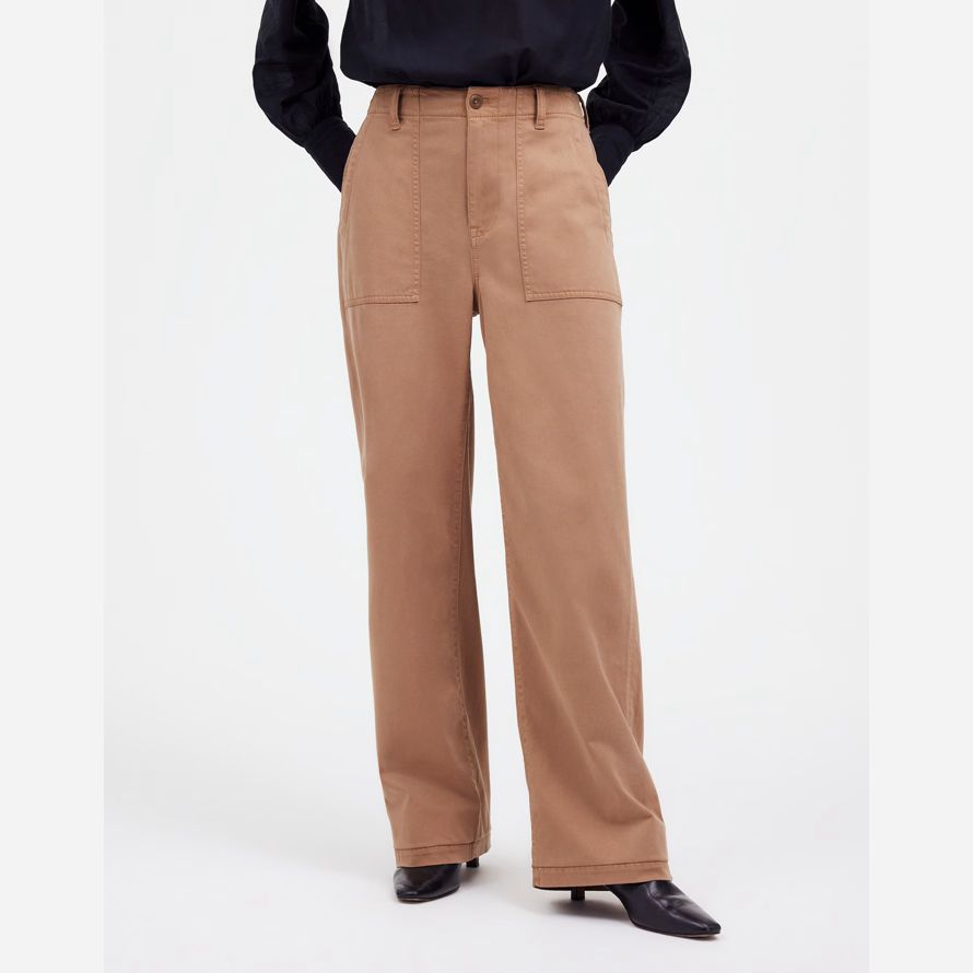 womens madewell low-slung baggy utility pants brown