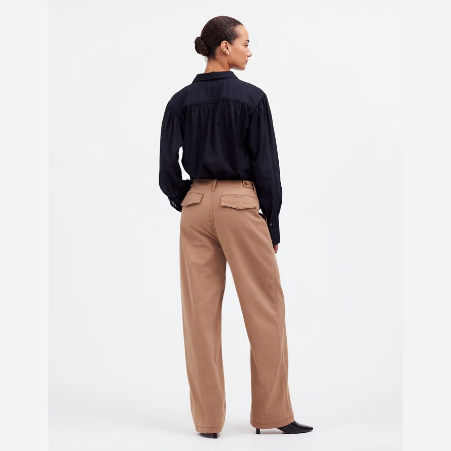 womens madewell low-slung baggy utility pants brown