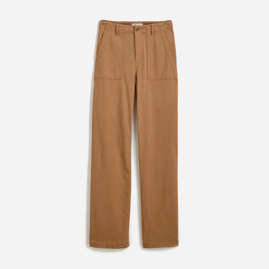 womens madewell low-slung baggy utility pants brown