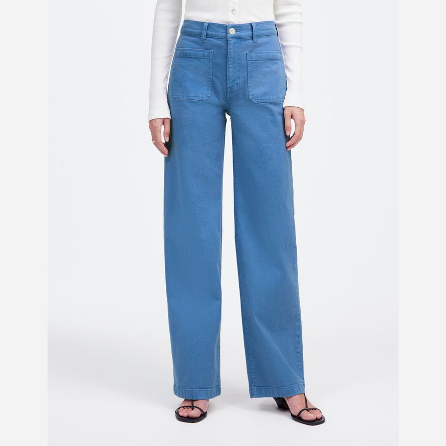 womens madewell the emmett wide-leg pants blue