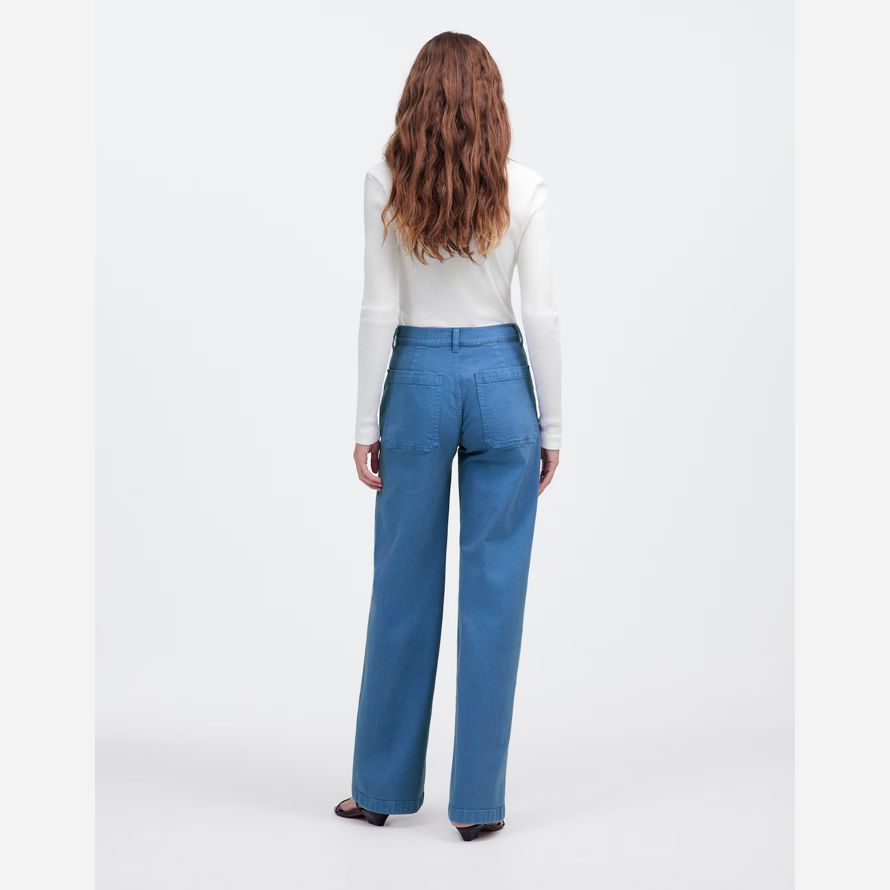 womens madewell the emmett wide-leg pants blue