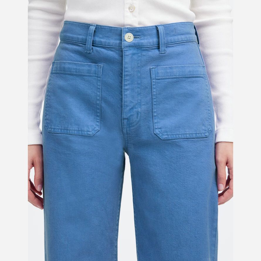 womens madewell the emmett wide-leg pants blue