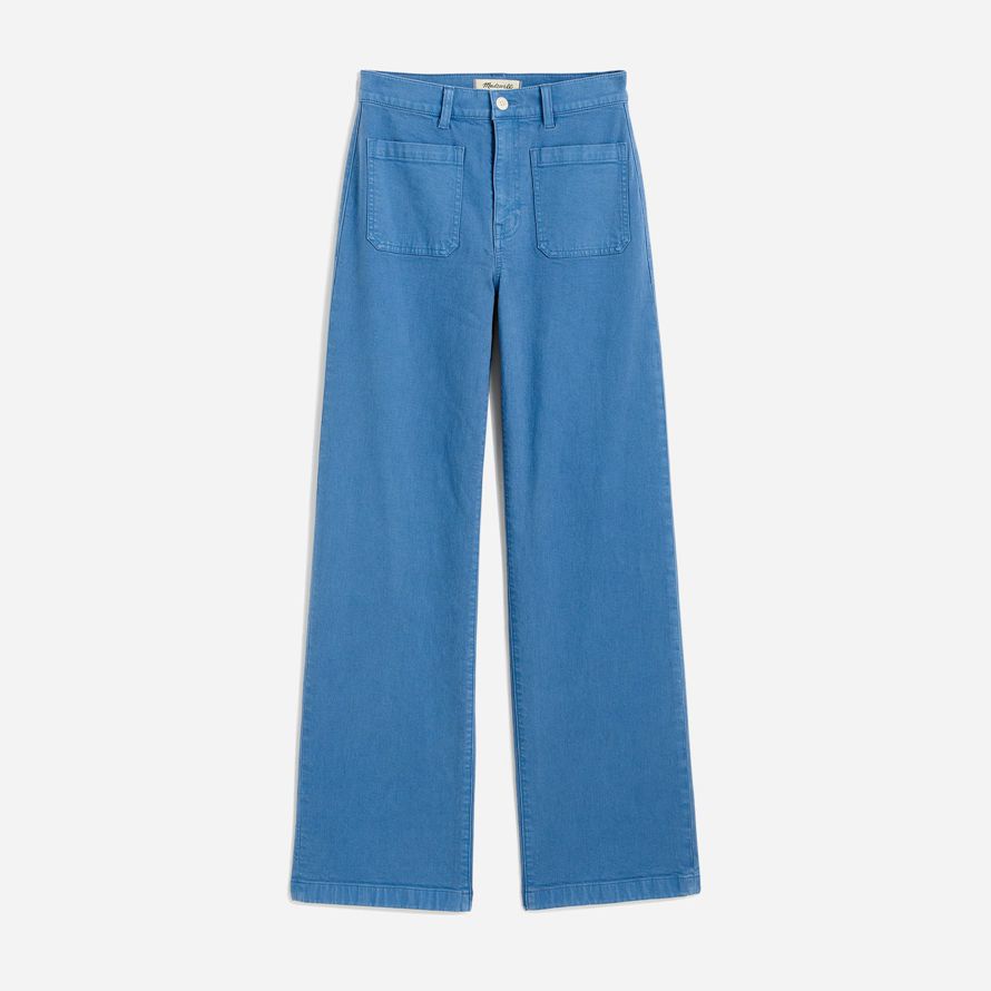 womens madewell the emmett wide-leg pants blue
