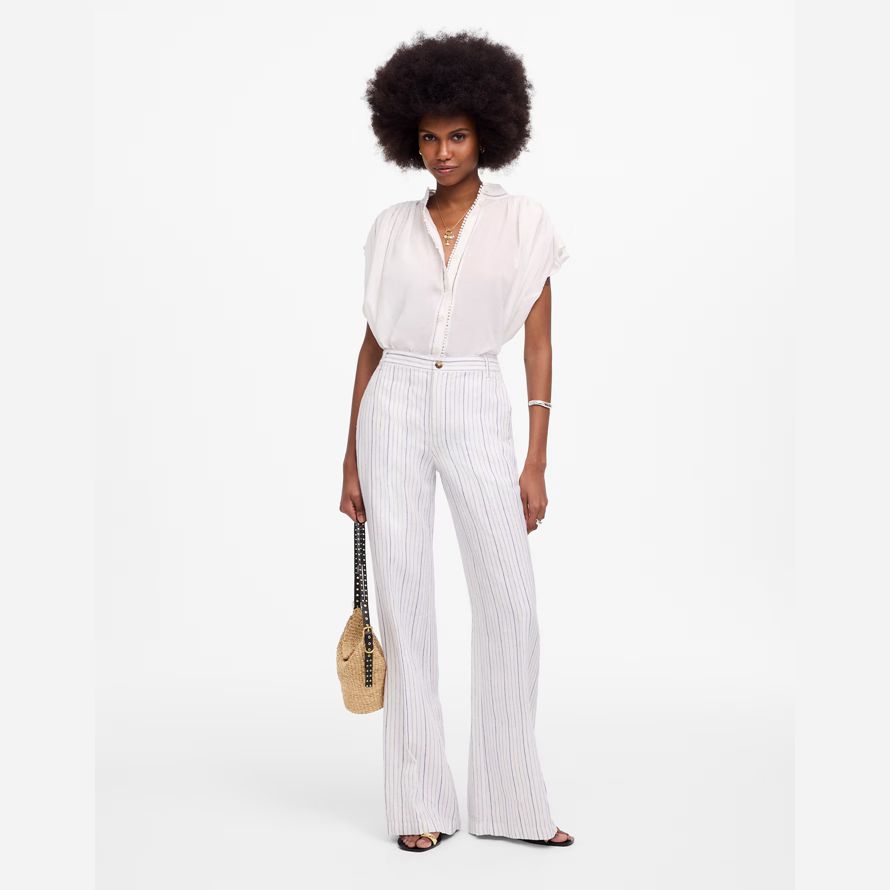 white blue womens madewell the zoe relaxed wide pants