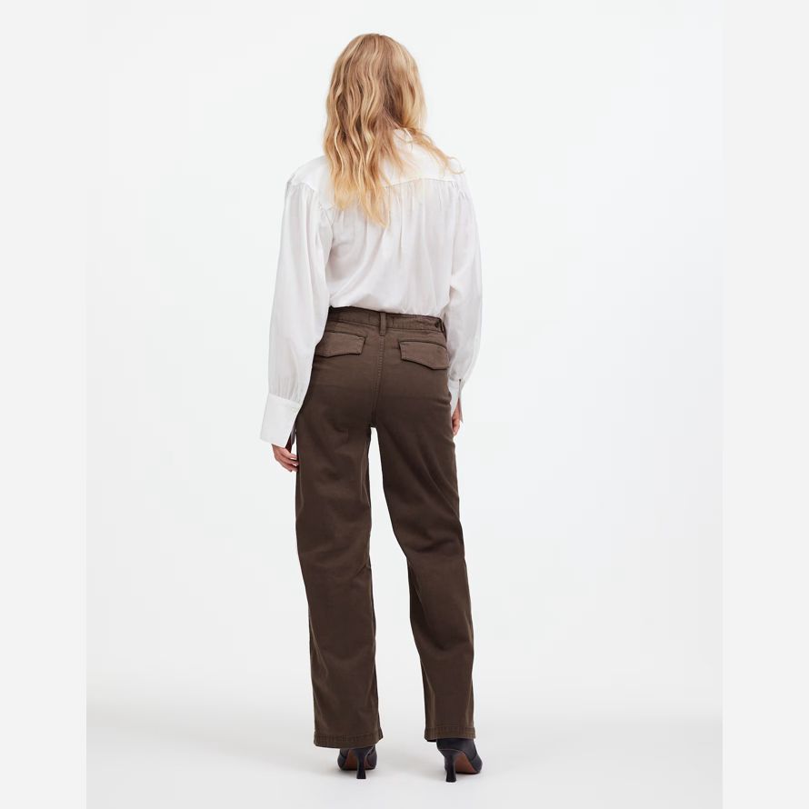 womens madewell low-slung baggy utility pants dark brown