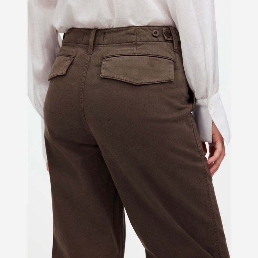womens madewell low-slung baggy utility pants dark brown