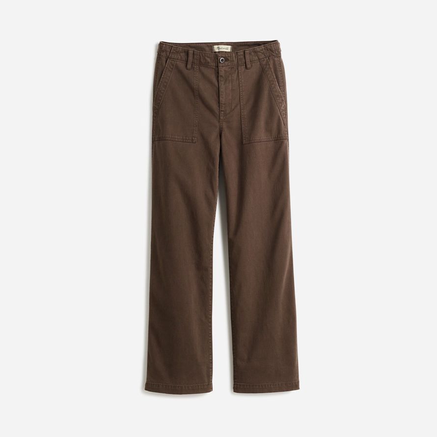 womens madewell low-slung baggy utility pants dark brown