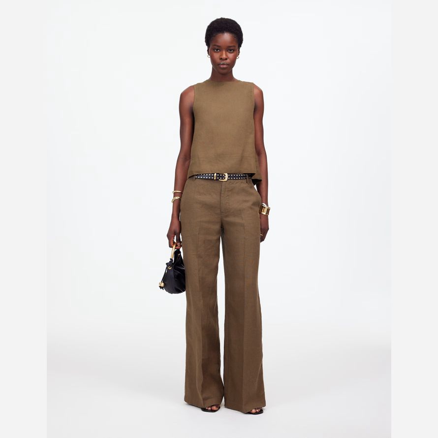 khaki brown womens madewell the zoe relaxed wide pants