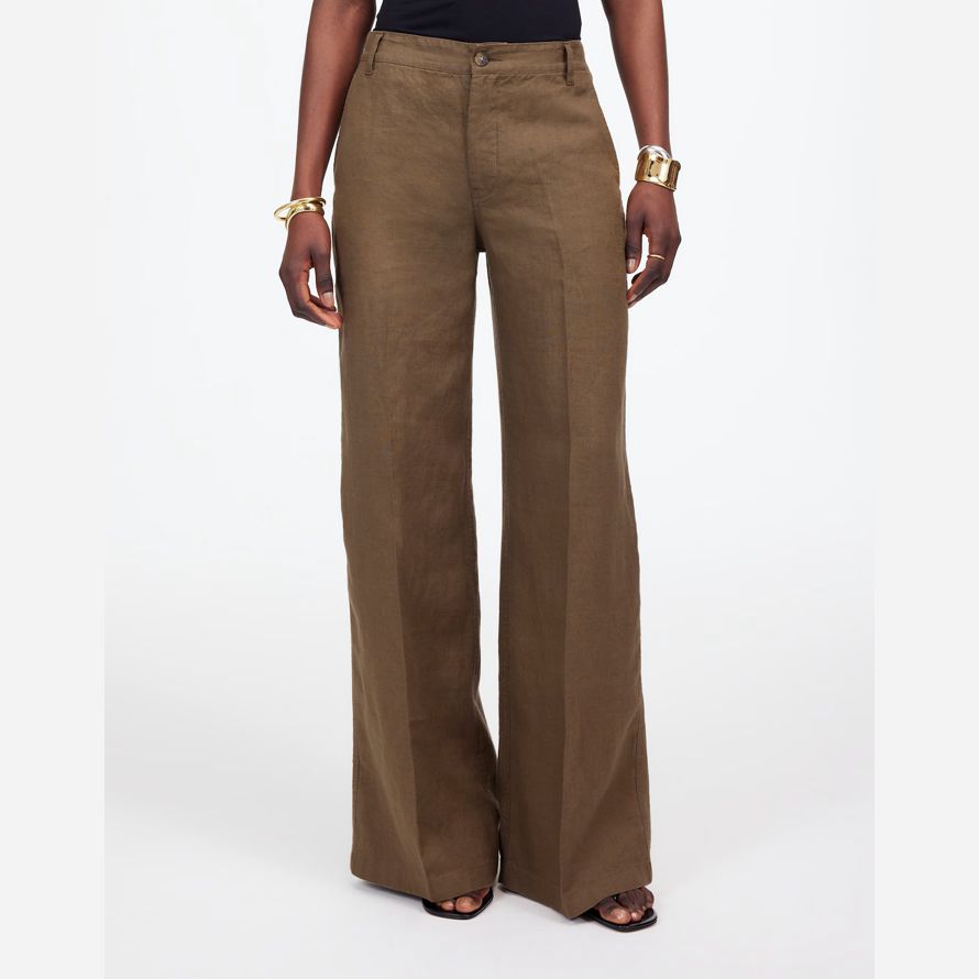 khaki brown womens madewell the zoe relaxed wide pants