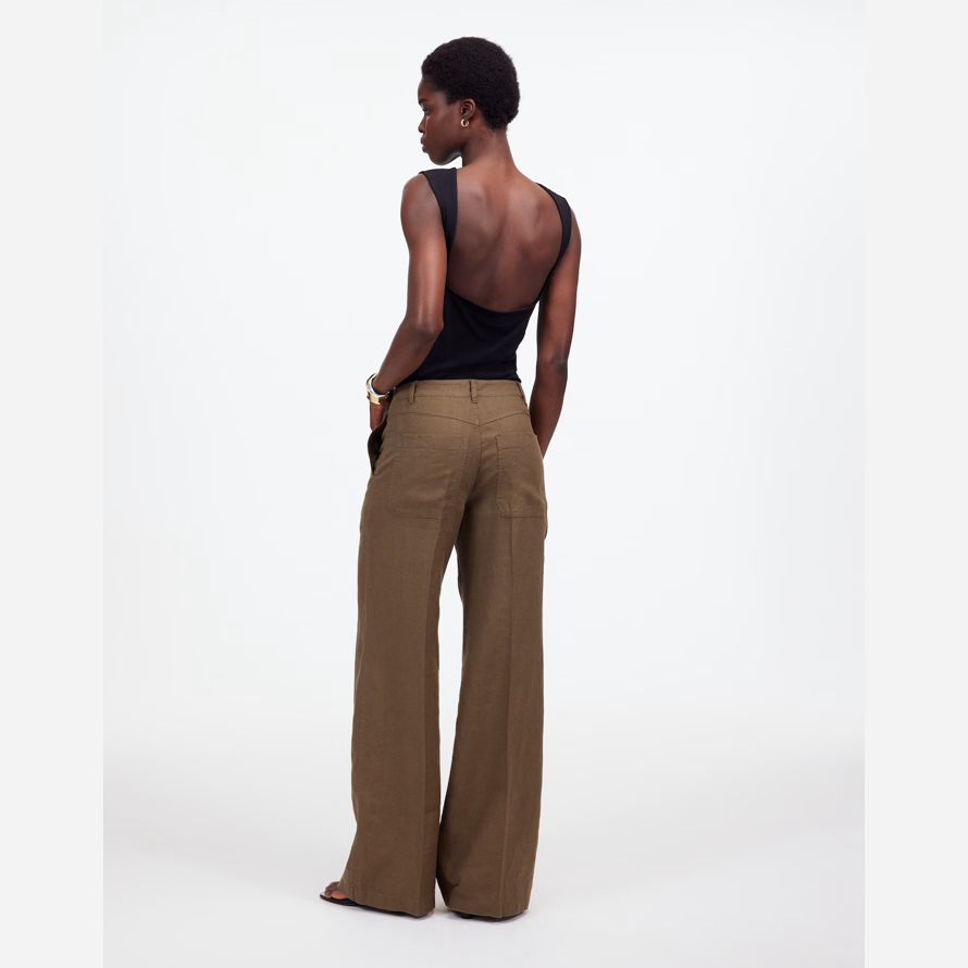 khaki brown womens madewell the zoe relaxed wide pants