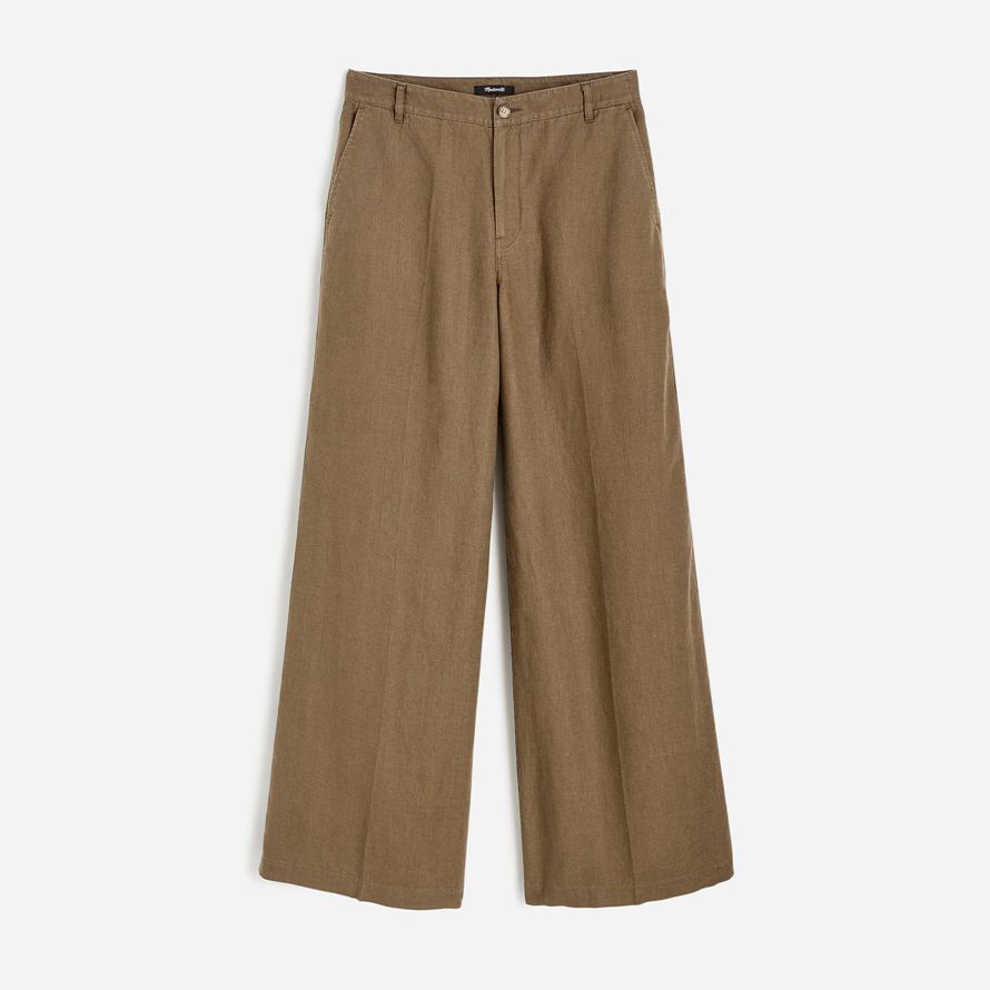 khaki brown womens madewell the zoe relaxed wide pants
