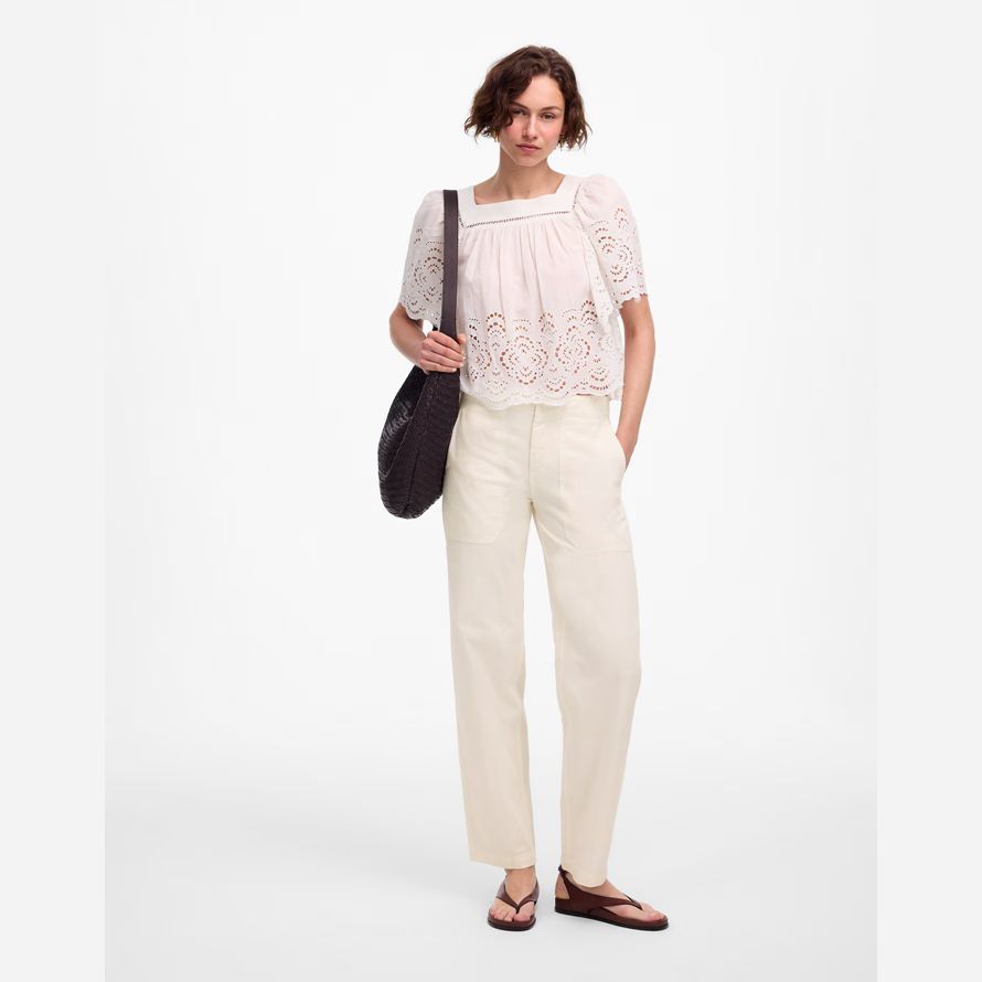 cream madewell tapered-leg utility womens pants