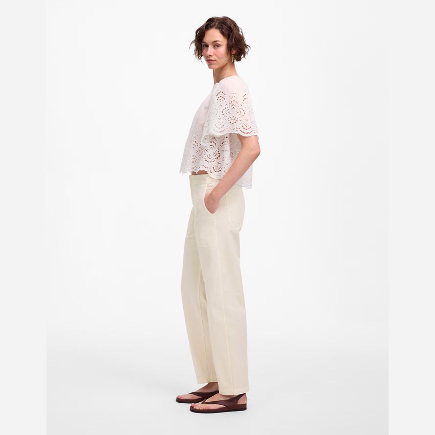 cream madewell tapered-leg utility womens pants