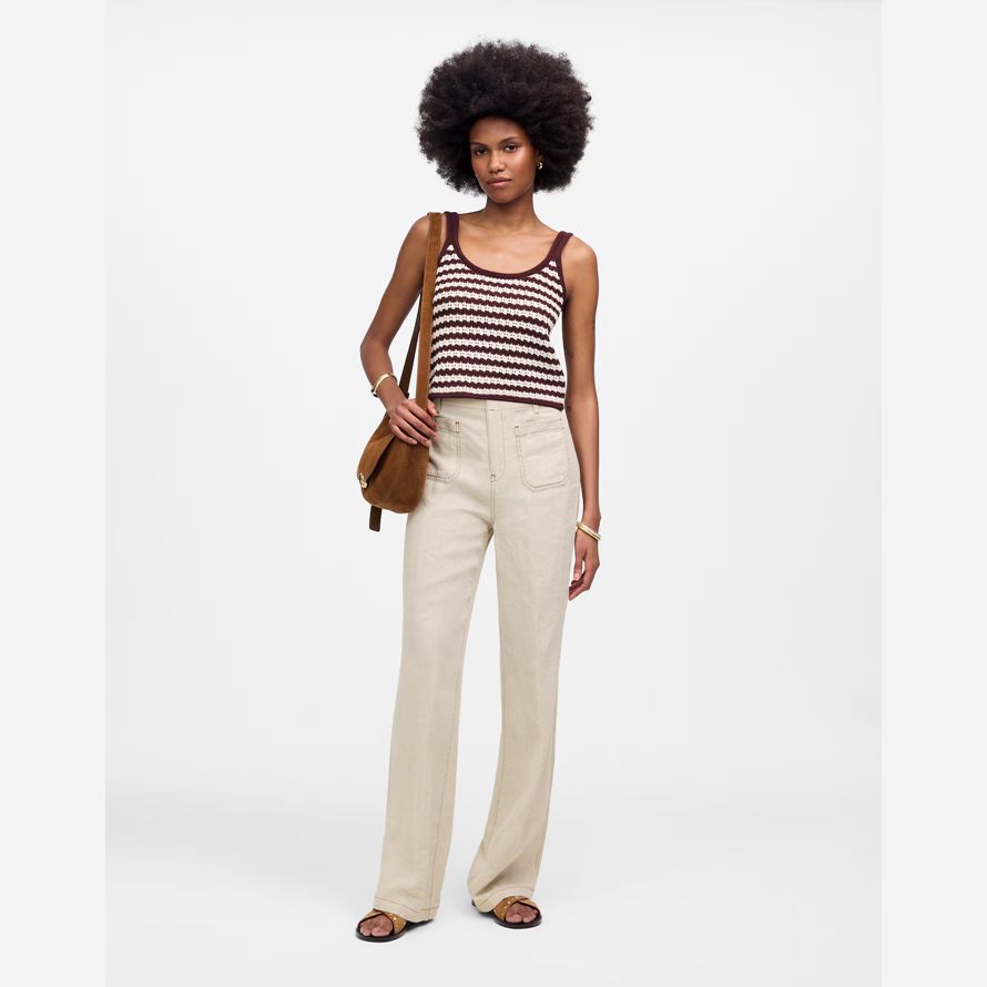 beige madewell patch pocket flare womens pants