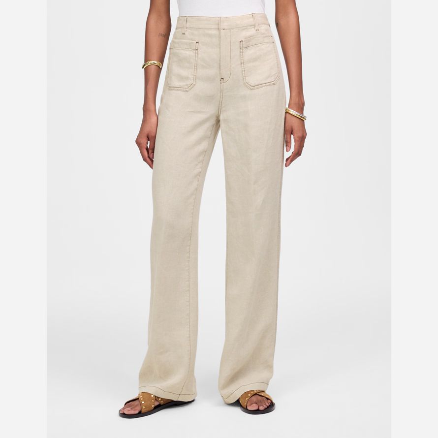 beige madewell patch pocket flare womens pants