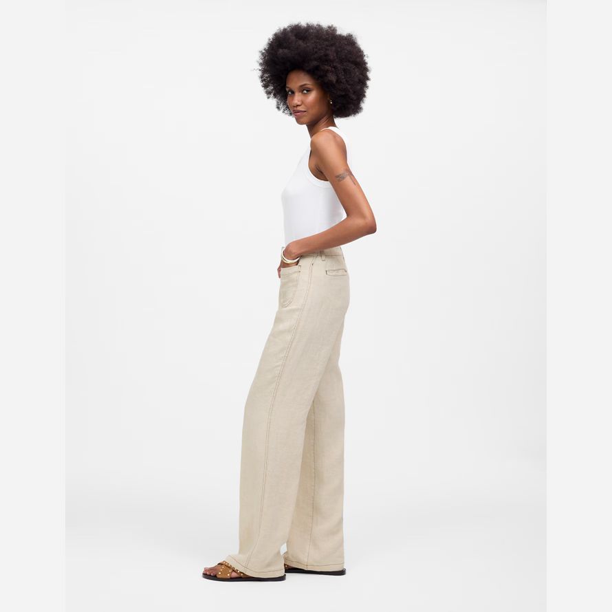 beige madewell patch pocket flare womens pants