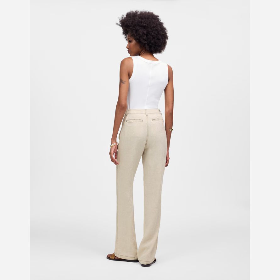beige madewell patch pocket flare womens pants