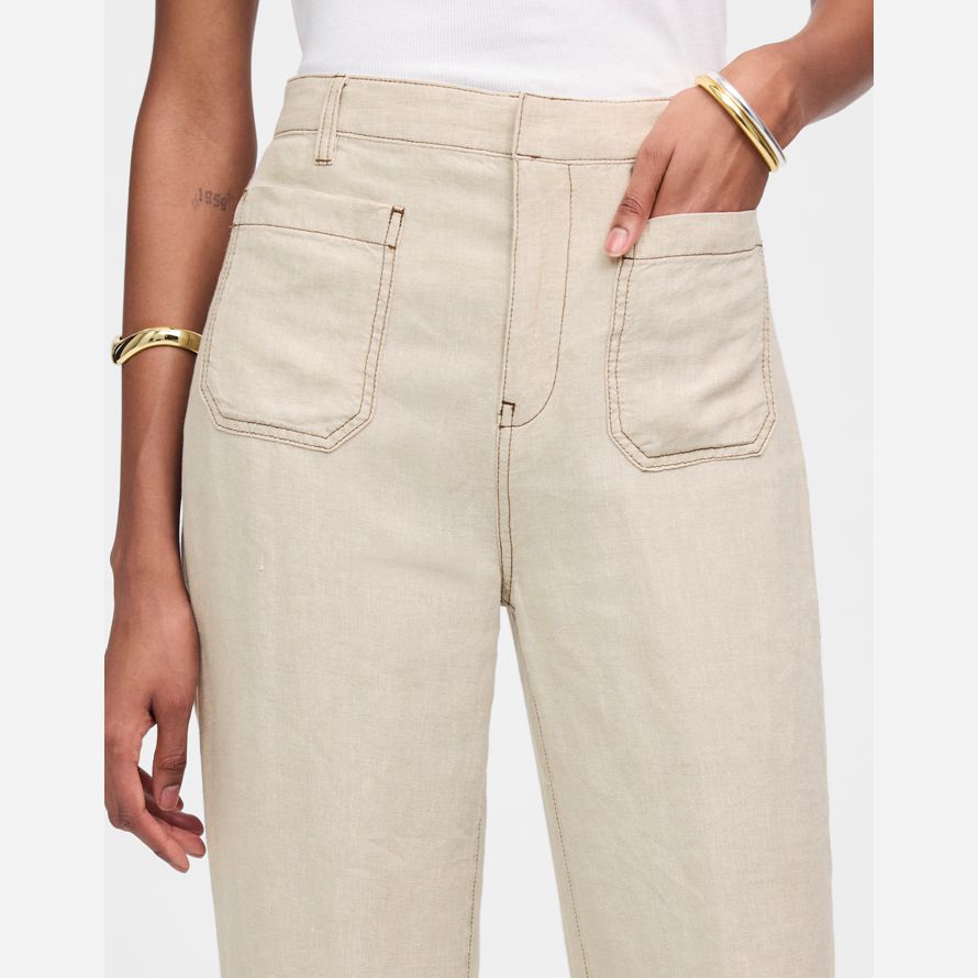 beige madewell patch pocket flare womens pants