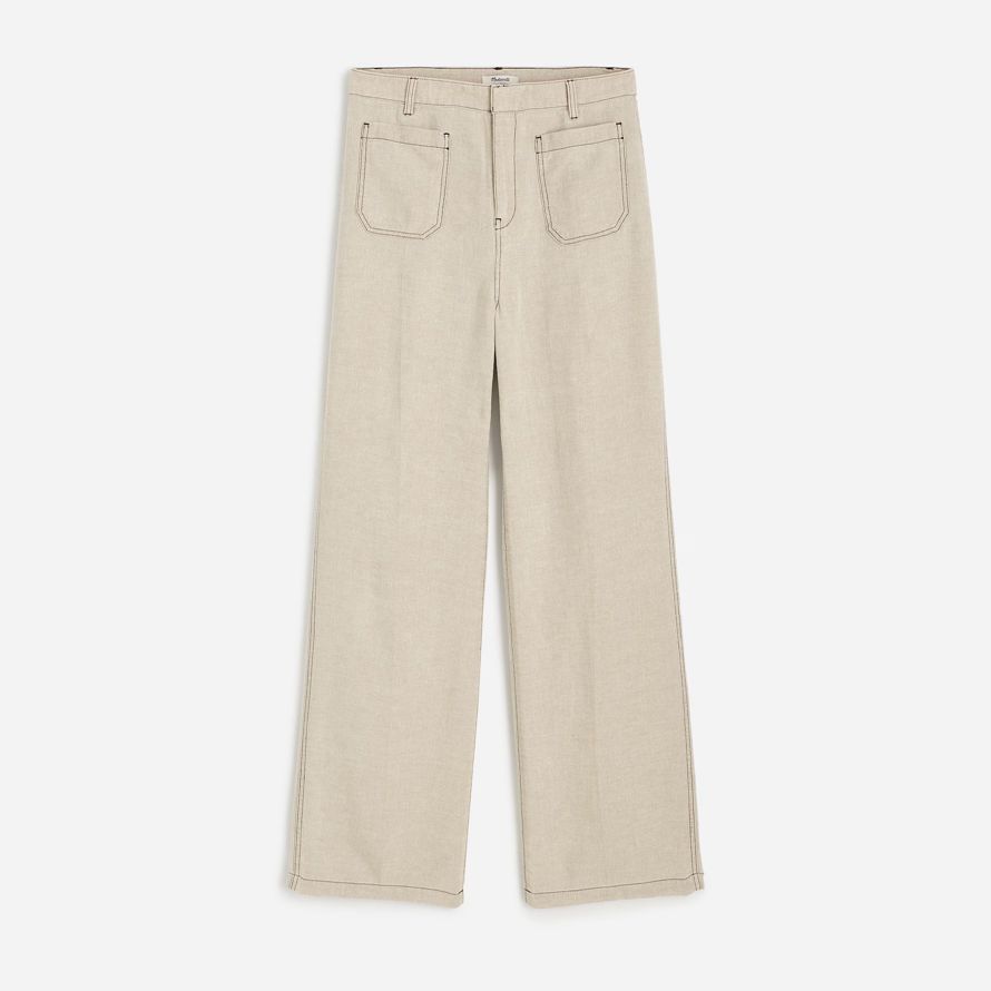 beige madewell patch pocket flare womens pants