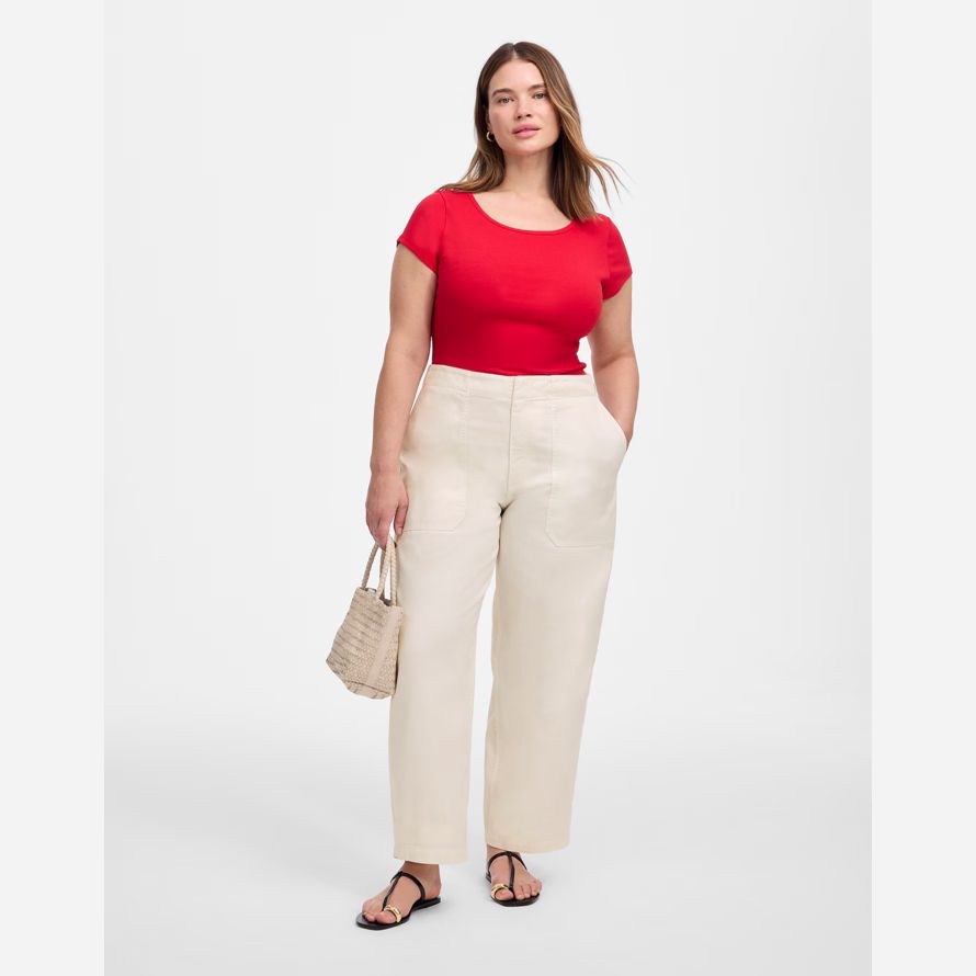 beige womens madewell plus tapered-leg utility pants