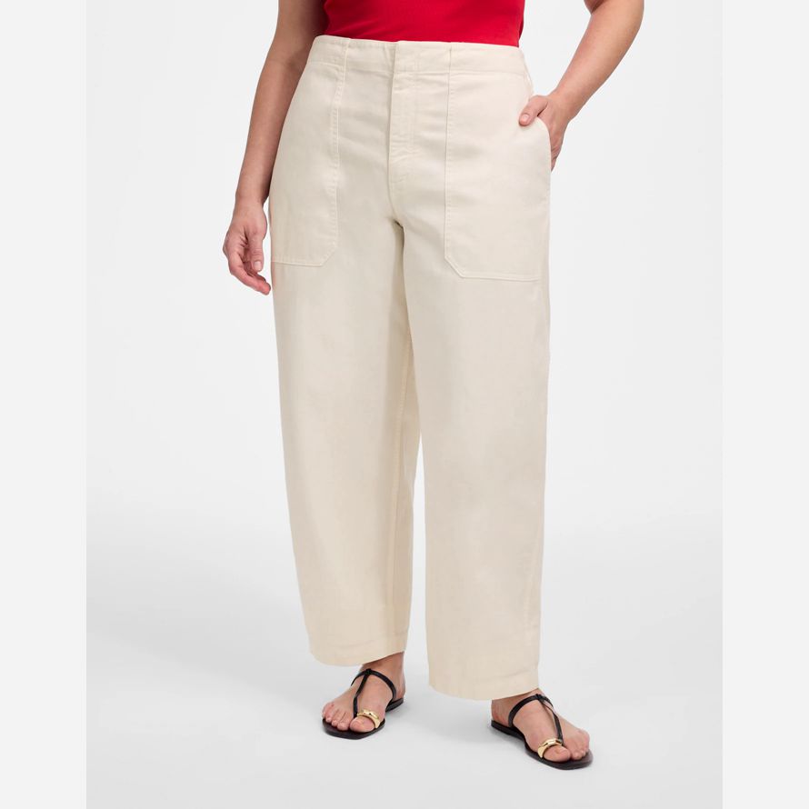 beige womens madewell plus tapered-leg utility pants