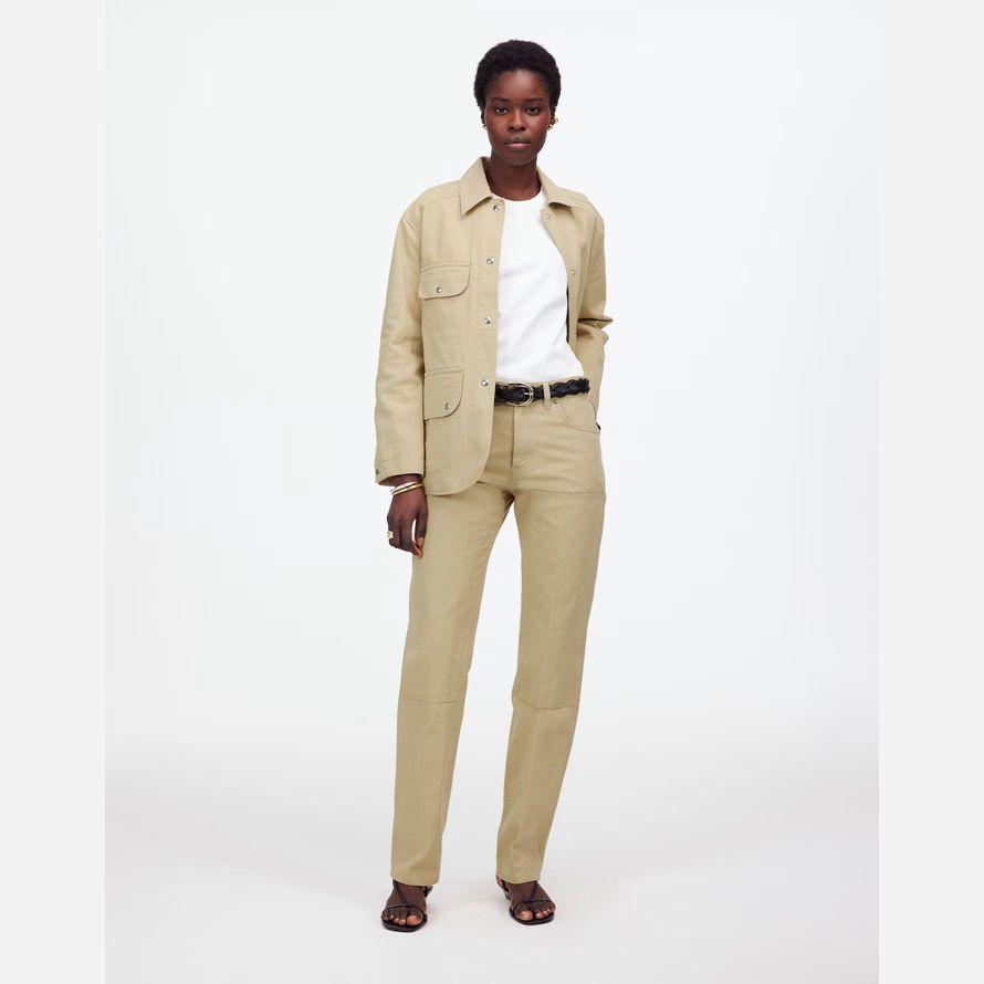 madewell the dean easy straight womens pants light khaki